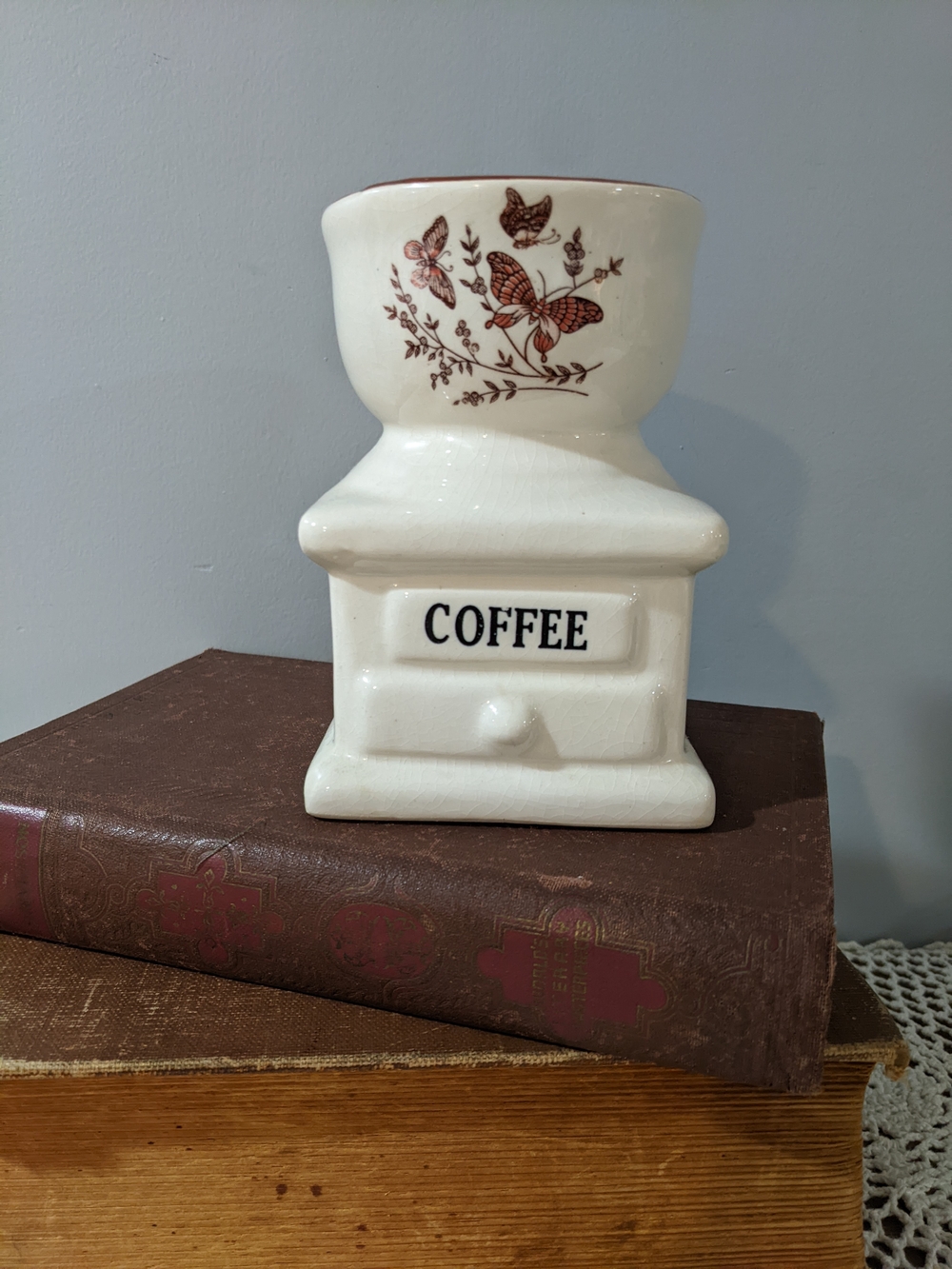 Vintage 1970s Ceramic Coffee Grinder Canister